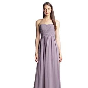 Donna Morgan Stephanie strapless dress, grey ridge